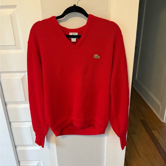 Vintage Red Izod Lacoste V Neck Sweater Red Size M - Picture 1 of 4